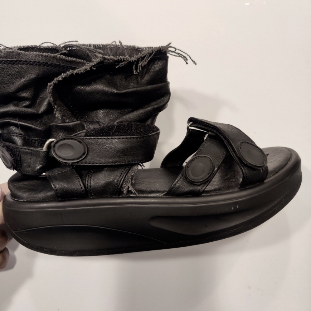 Diet Women's Platform Black Leather Shoes